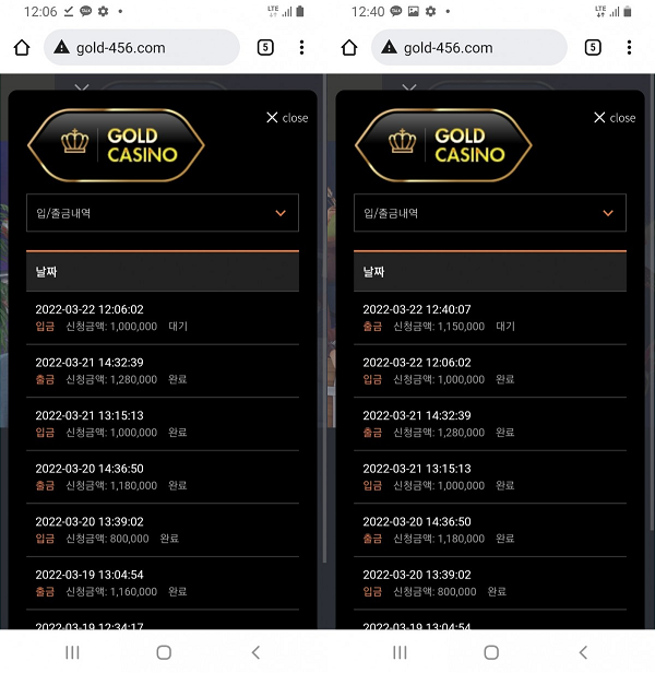 먹튀사이트 도메인 및 정보 [ ​​​​​골드카지노 GOLD CASINO ]