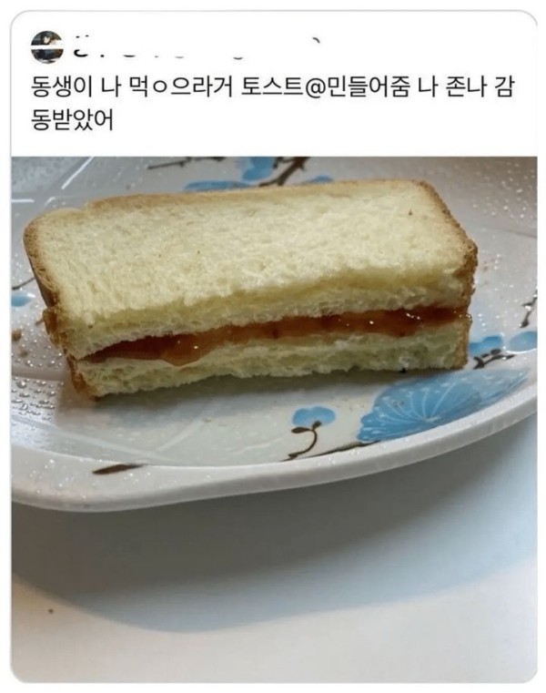 왠일로 토스트 만들어준 동생한테 감동 받았는데 ㄷㄷ