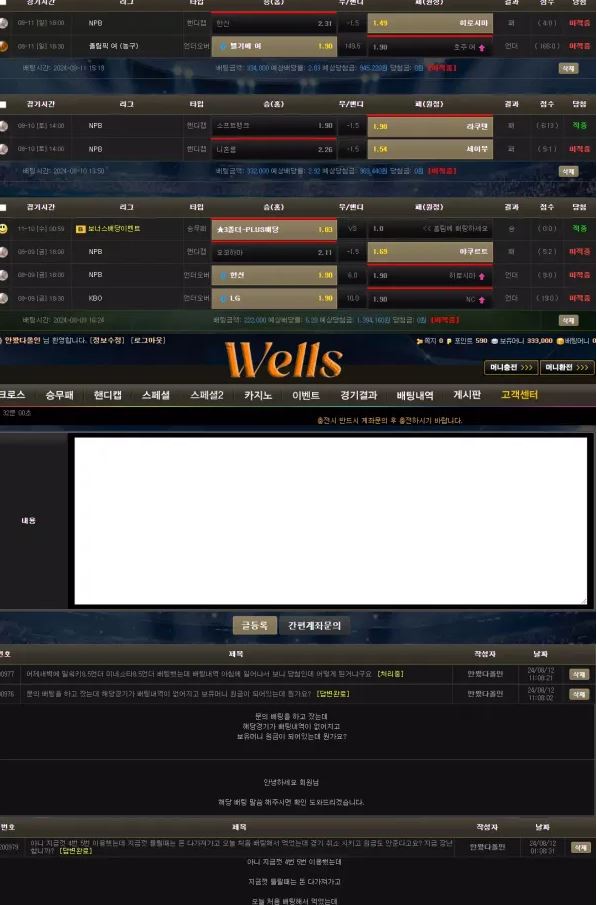 먹튀사이트 도메인 및 정보 [웰스 WELLS]