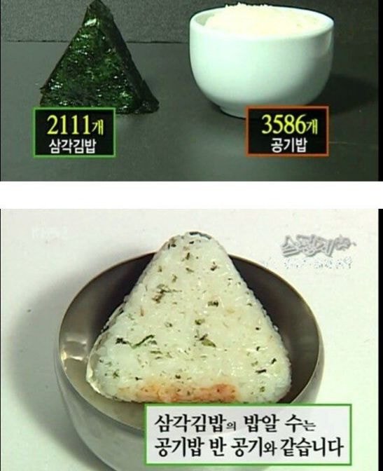 삼각김밥 한개로 배가 안불럿던 이유